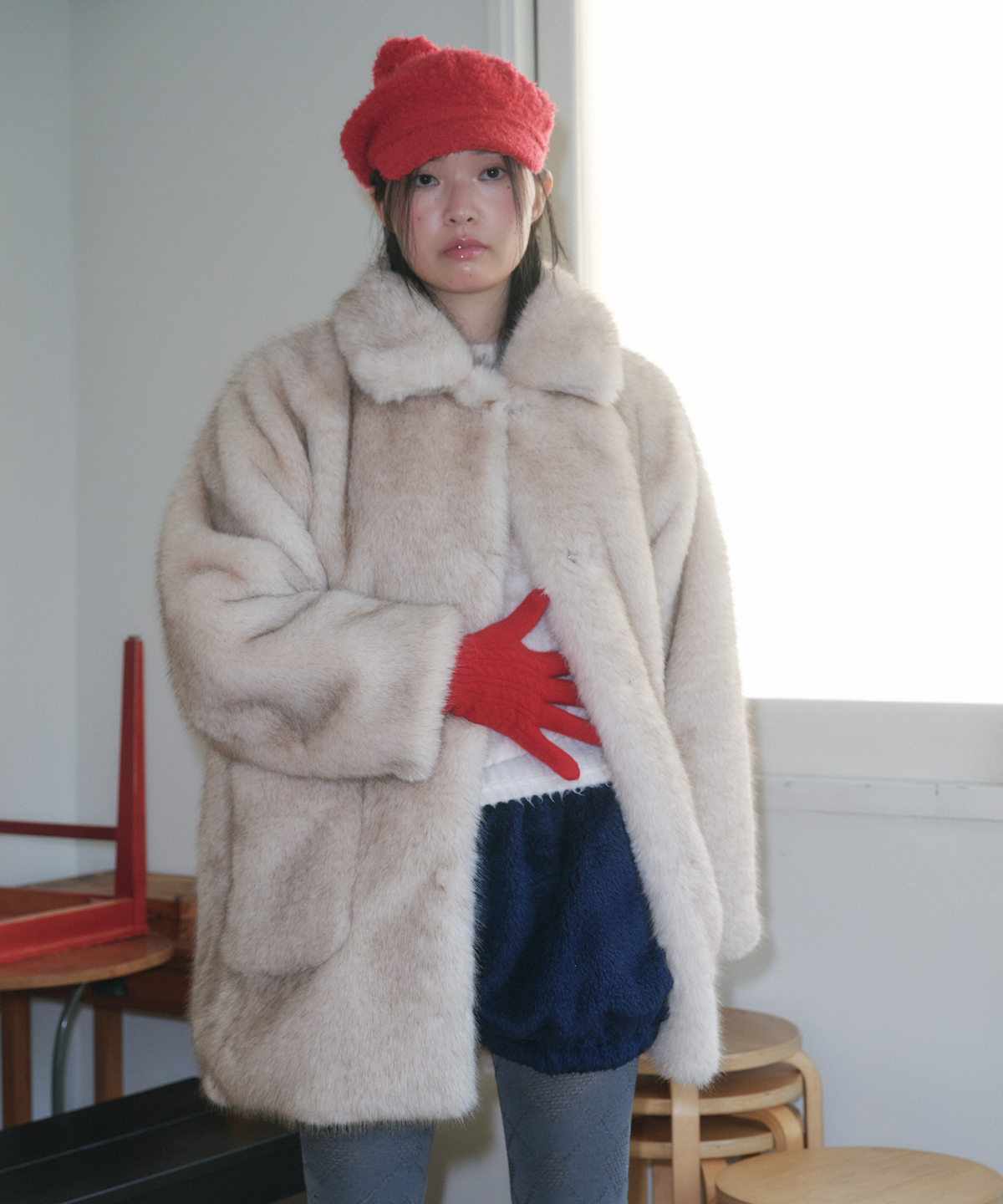 펀프롬펀(FUNFROMFUN) TEXTURED NEWSBOY CAP, RED
