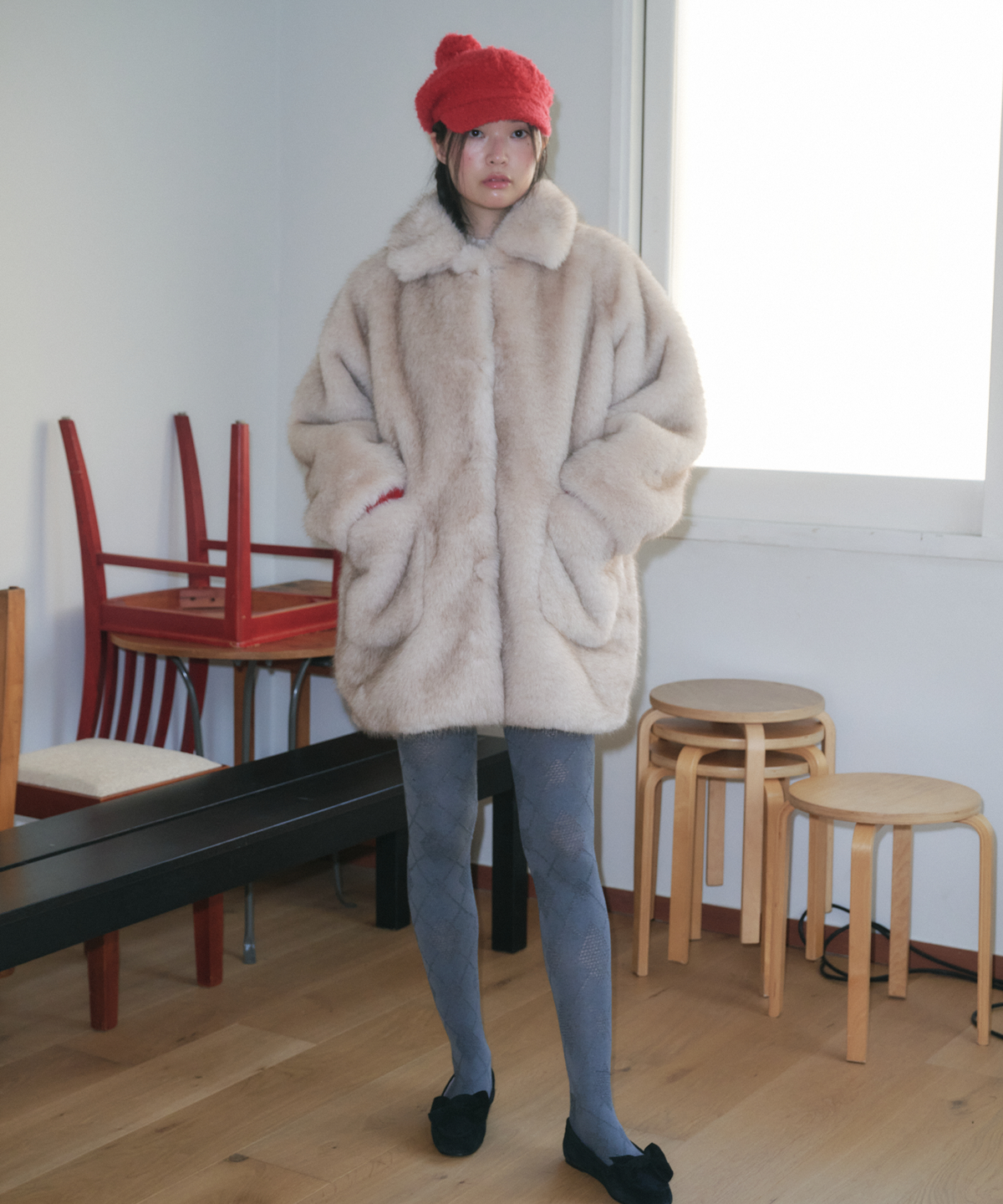 펀프롬펀(FUNFROMFUN) TEXTURED NEWSBOY CAP, RED