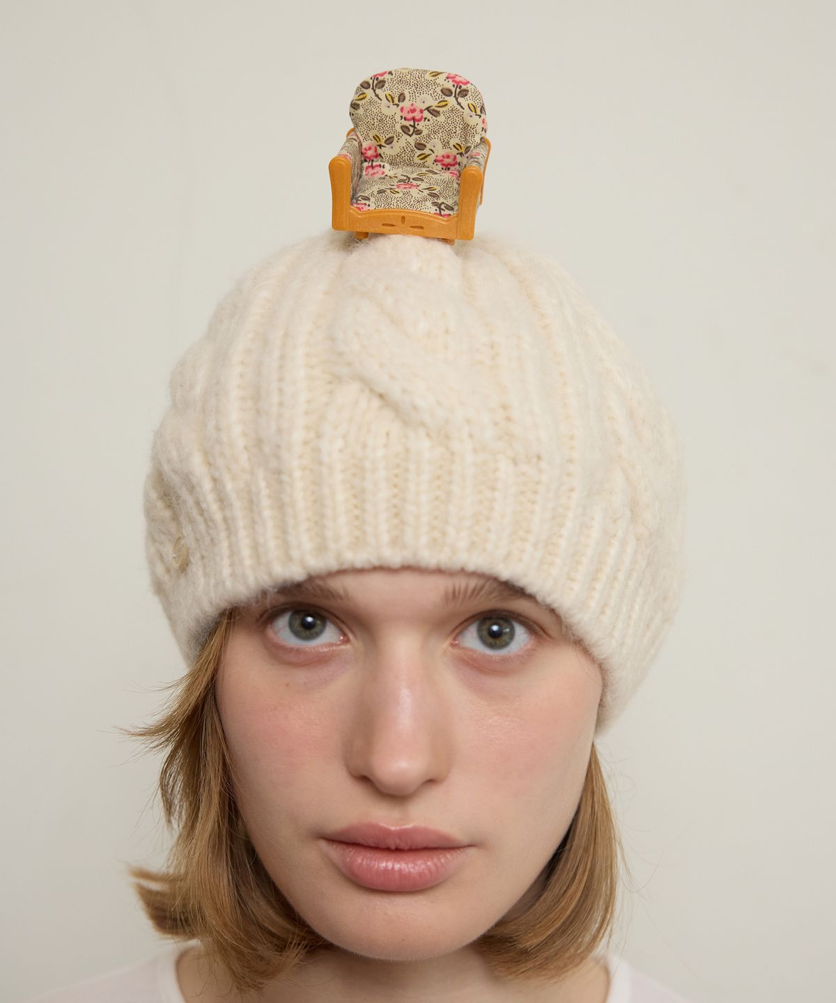 펀프롬펀(FUNFROMFUN) CABLE KNIT BERET, CREAM