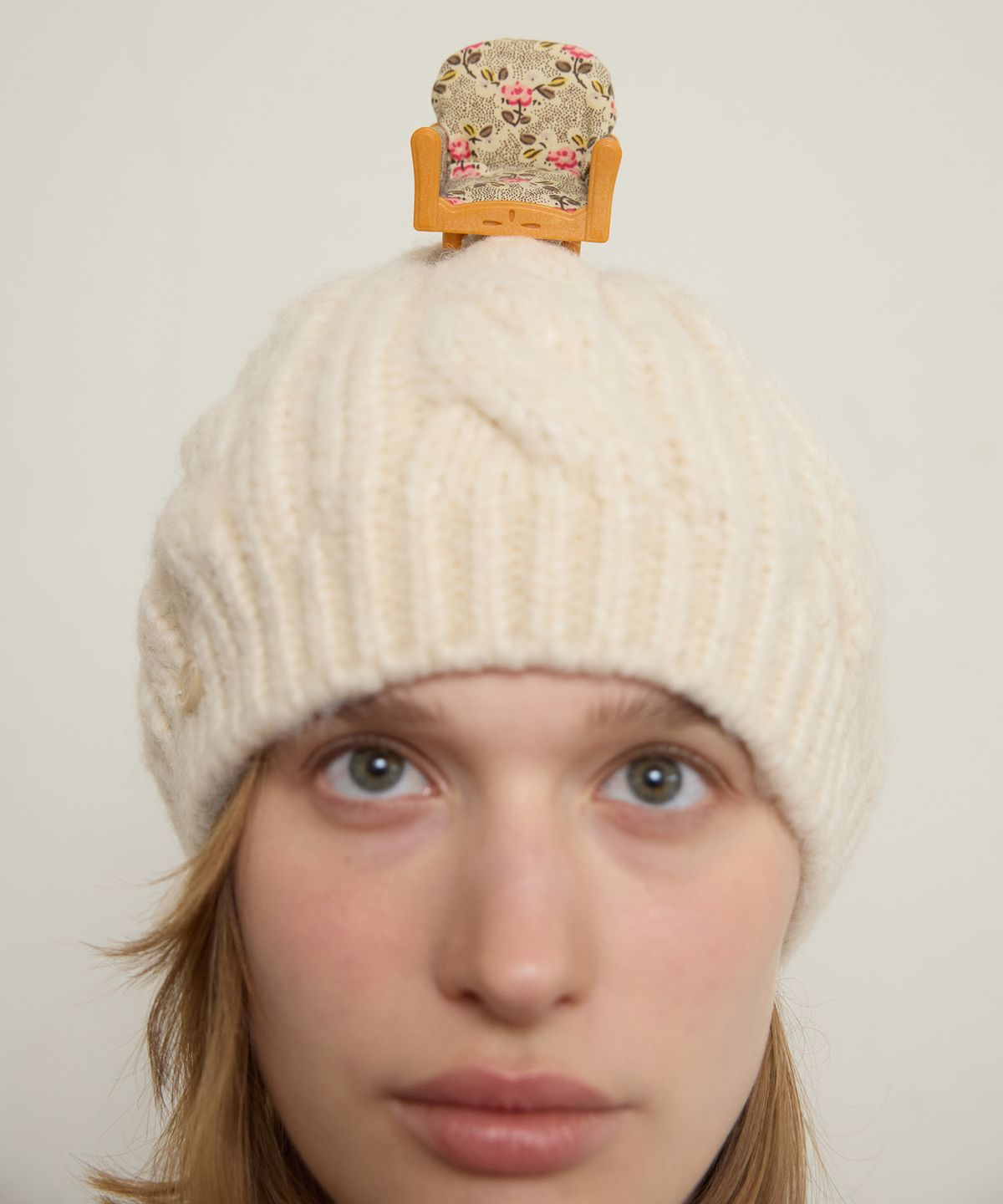 펀프롬펀(FUNFROMFUN) CABLE KNIT BERET, CREAM