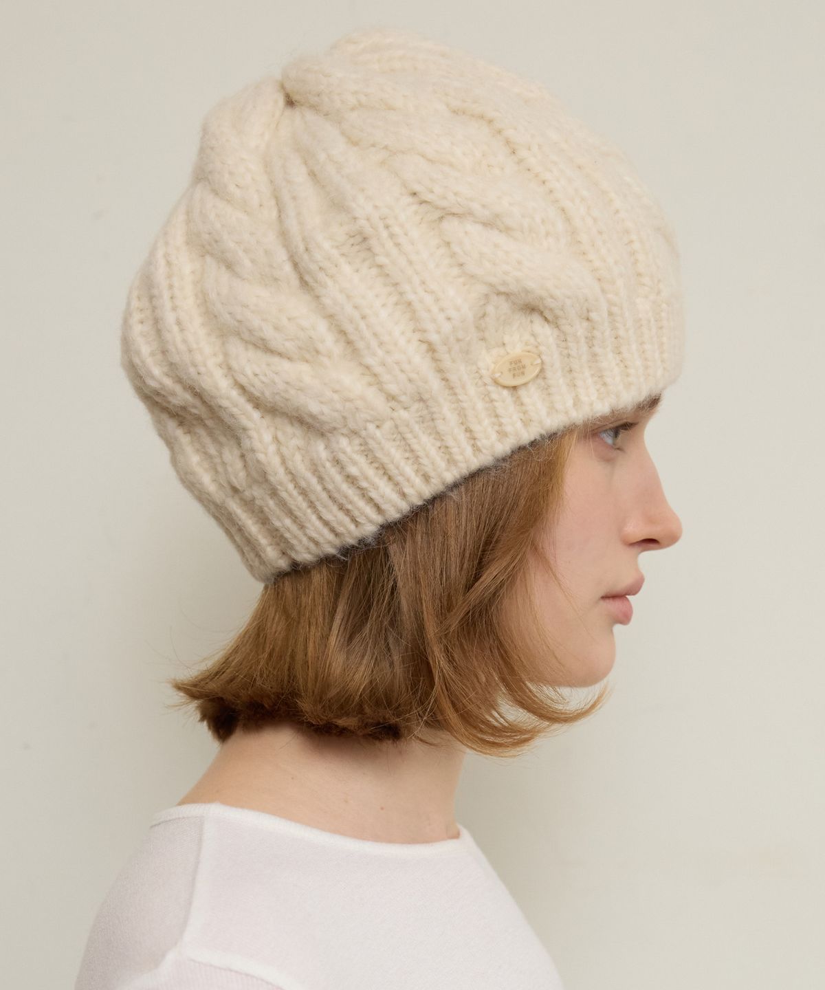 펀프롬펀(FUNFROMFUN) CABLE KNIT BERET, CREAM