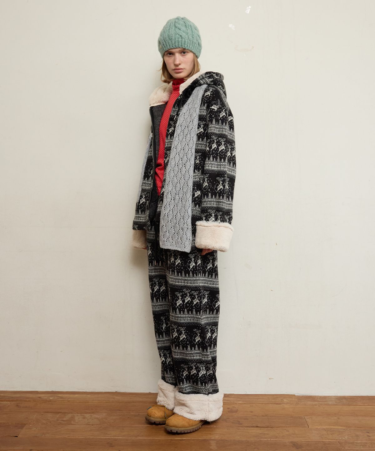 펀프롬펀(FUNFROMFUN) CABLE KNIT BERET, JADE GREEN