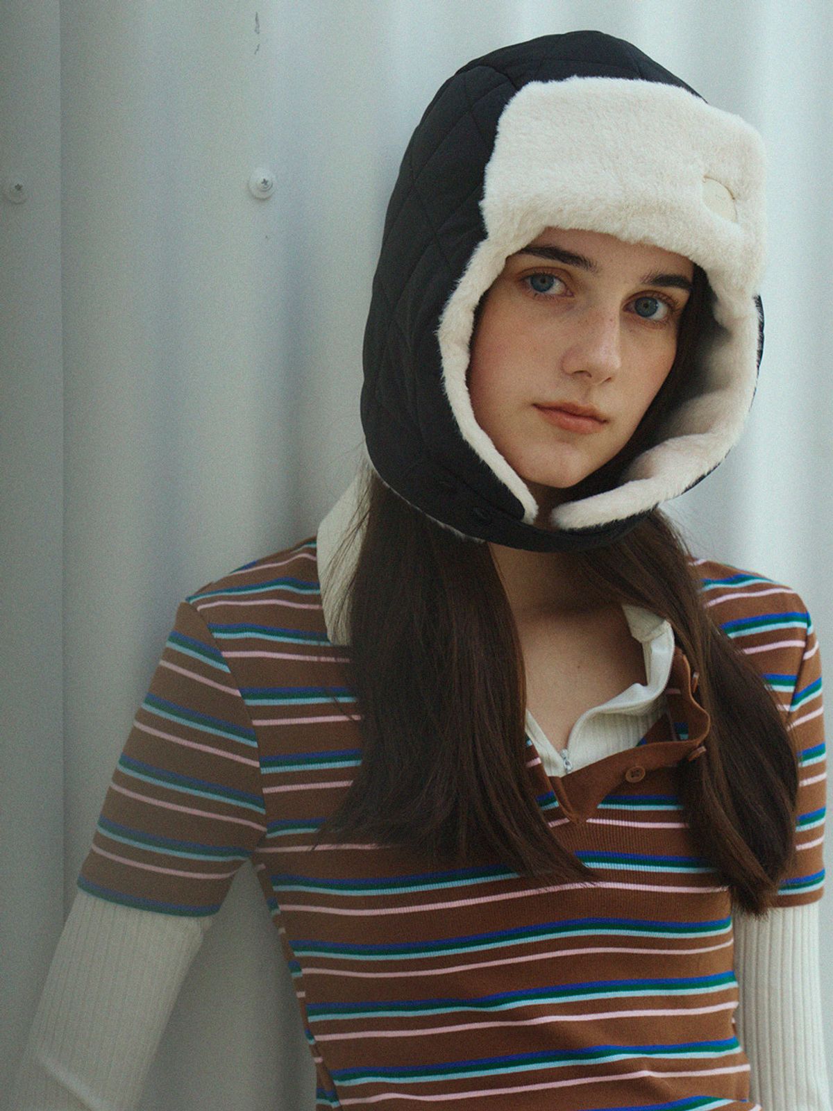 메르헨(MERCHEN) Padding quilt fur trooper hat_3color