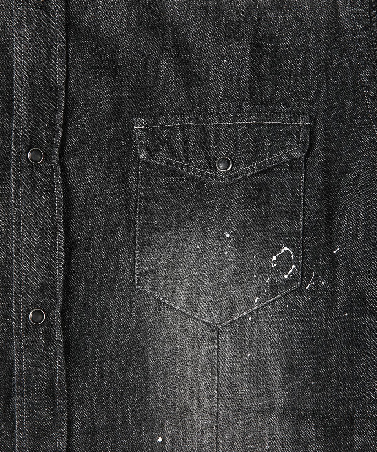 빠니깔레(PANICALE) 블랙 빈티지 이펙트 데님 셔츠