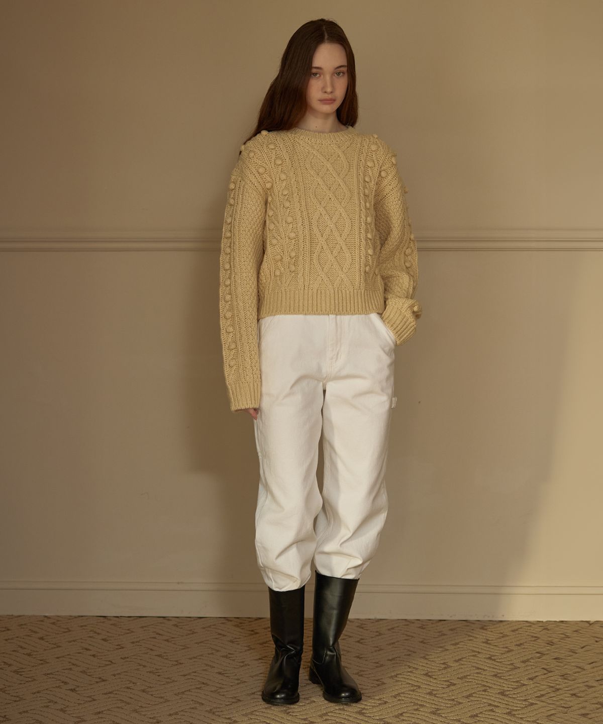 하우스 오브 폰드(HOUSE OF POND) Grandma bell alpaca knit (Yellow beige)