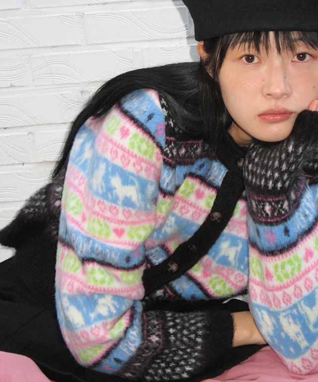 [RONRON] KITTY RONRON FAIR ISLE KNIT ベスト★新作・24AW★ MUSINSA | RONRON KITTY RONRON FAIR ISLE KNIT CARDIGAN BLACK