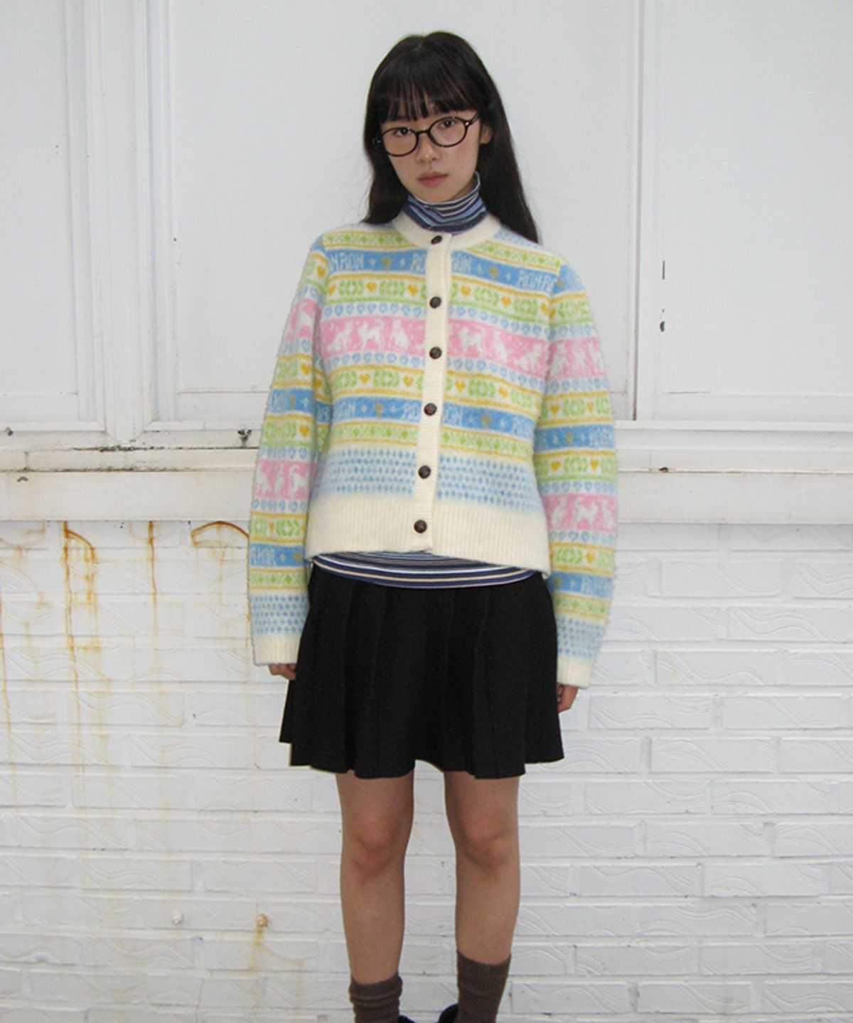 론론(RONRON) KITTY RONRON FAIR ISLE KNIT CARDIGAN IVORY