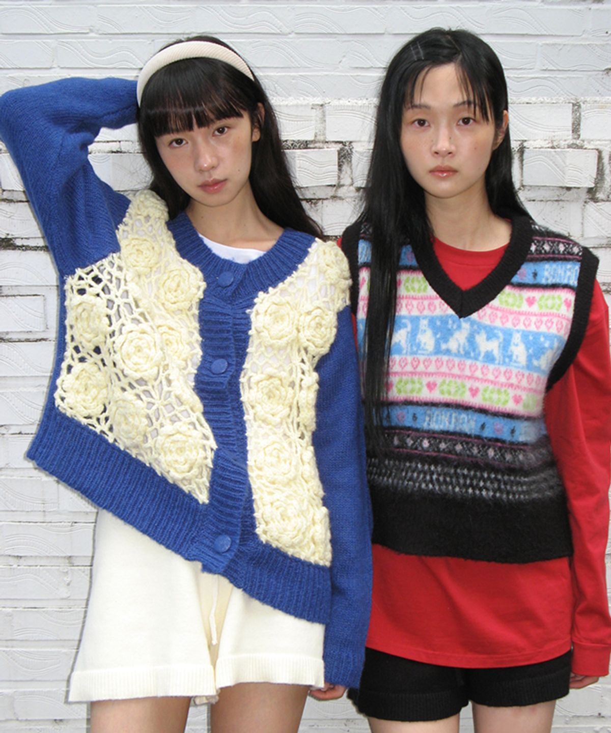론론(RONRON) KITTY RONRON FAIR ISLE KNIT VEST BLACK