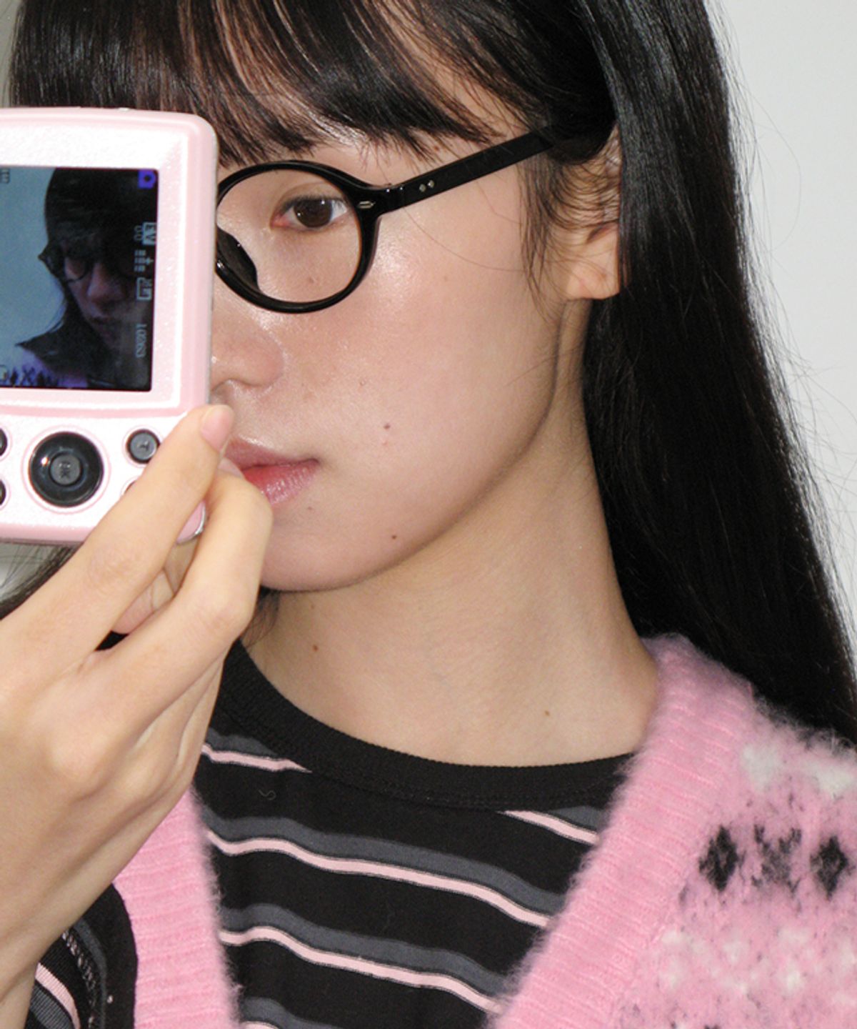 론론(RONRON) HAIRY HEART FAIR ISLE KNIT VEST CARDIGAN PINK