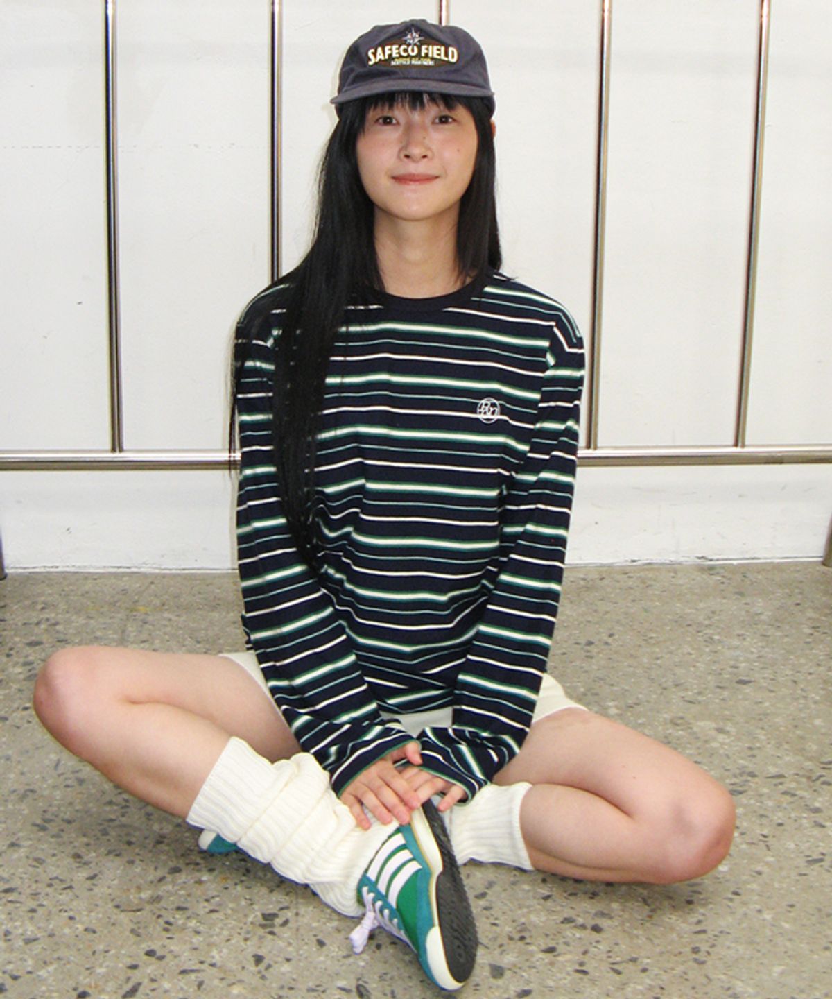 론론(RONRON) MULTI STRIPE LONG SLEEVE NAVY GREEN