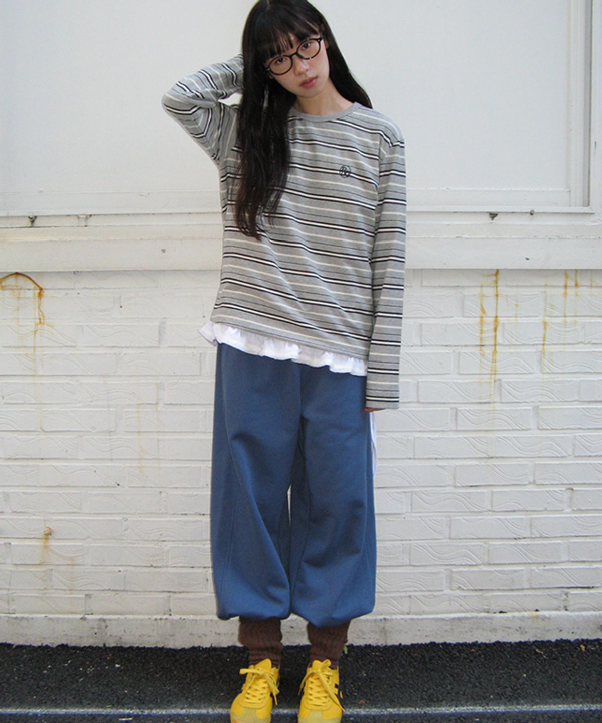 론론(RONRON) MULTI STRIPE LONG SLEEVE GREY