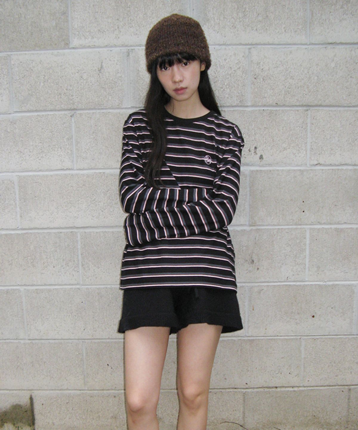 론론(RONRON) MULTI STRIPE LONG SLEEVE BLACK PINK