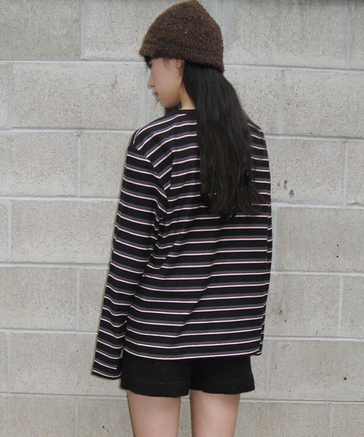론론(RONRON) MULTI STRIPE LONG SLEEVE BLACK PINK