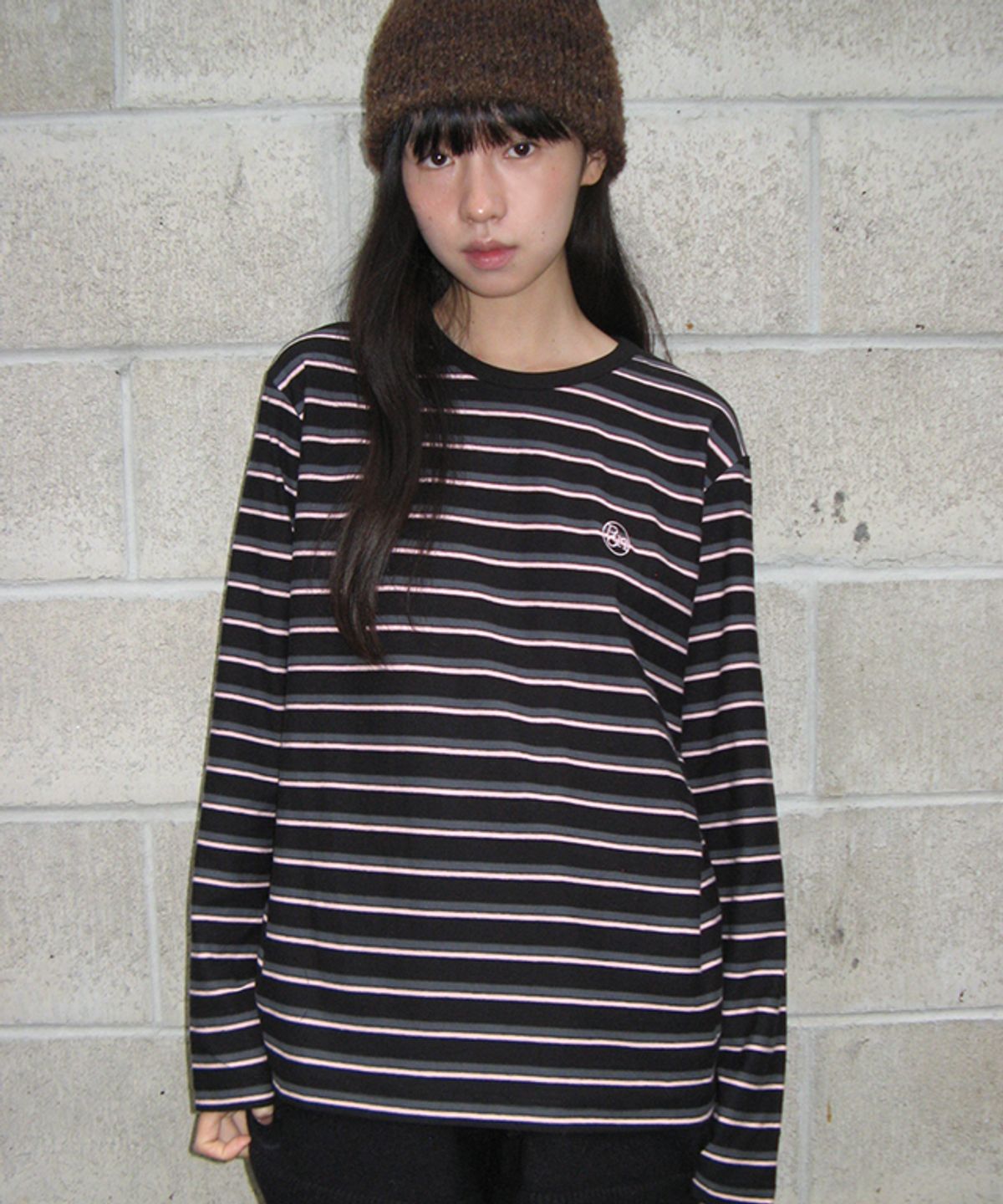 론론(RONRON) MULTI STRIPE LONG SLEEVE BLACK PINK