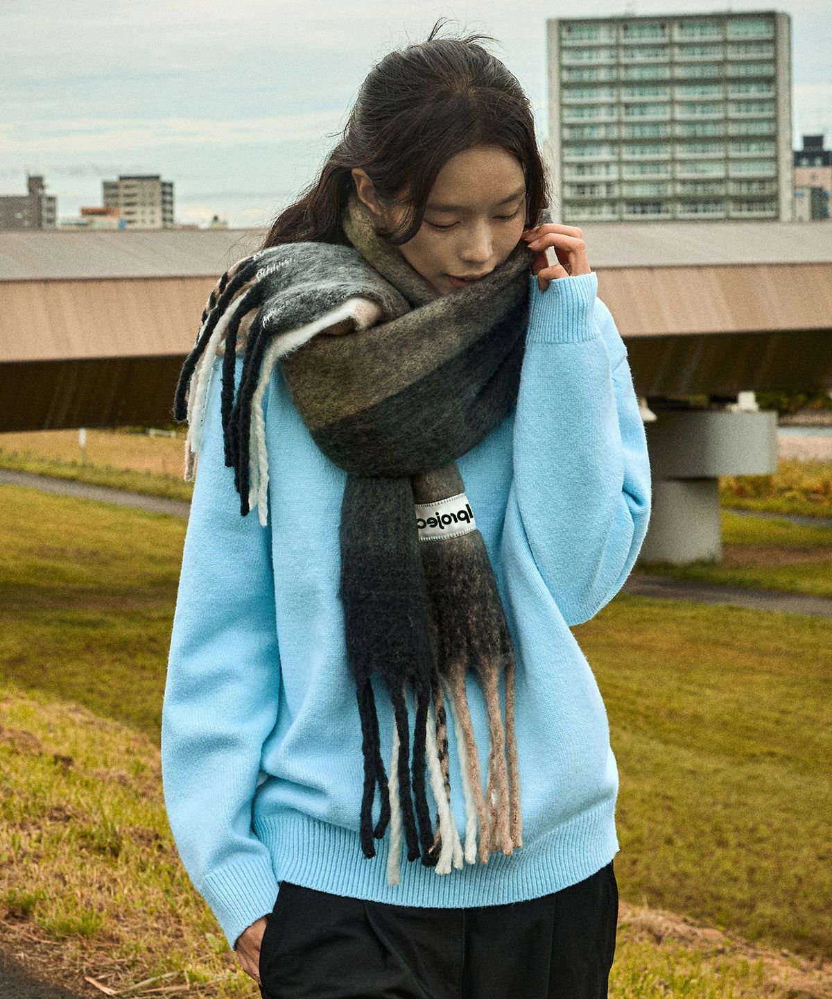 미니멀프로젝트(MINIMALPROJECT) 소프트 체크 머플러 MMF102 [KHAKI]