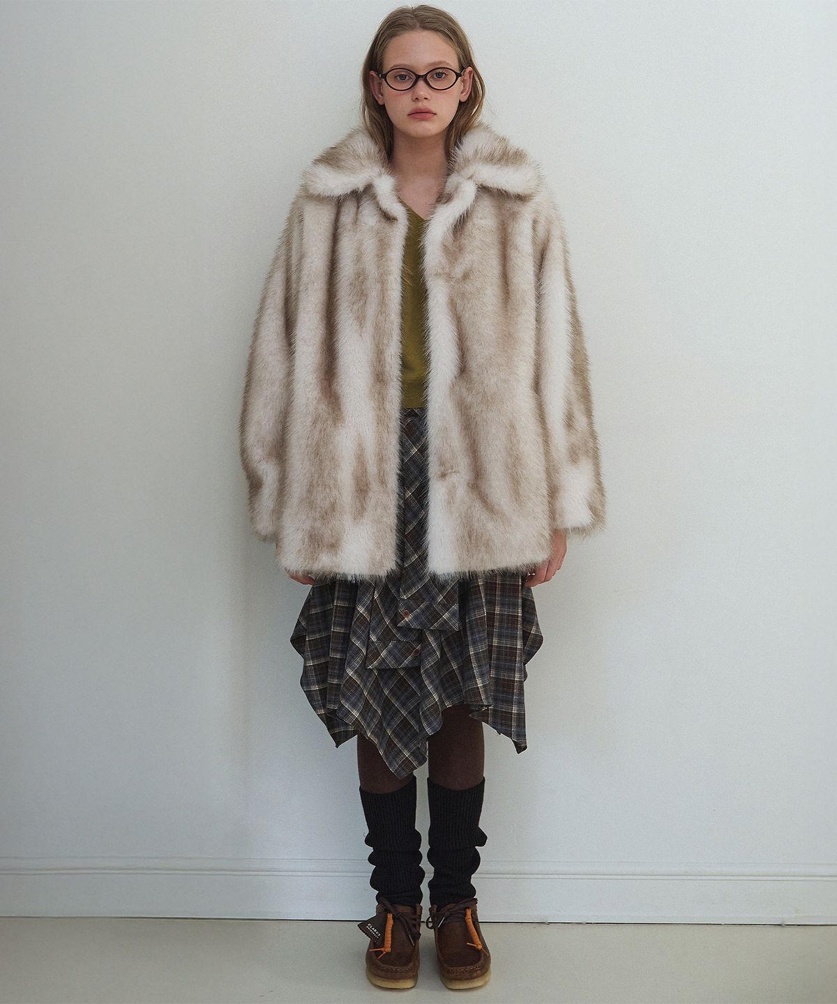 하우스 오브 폰드(HOUSE OF POND) Classic fur half coat (Mix beige)