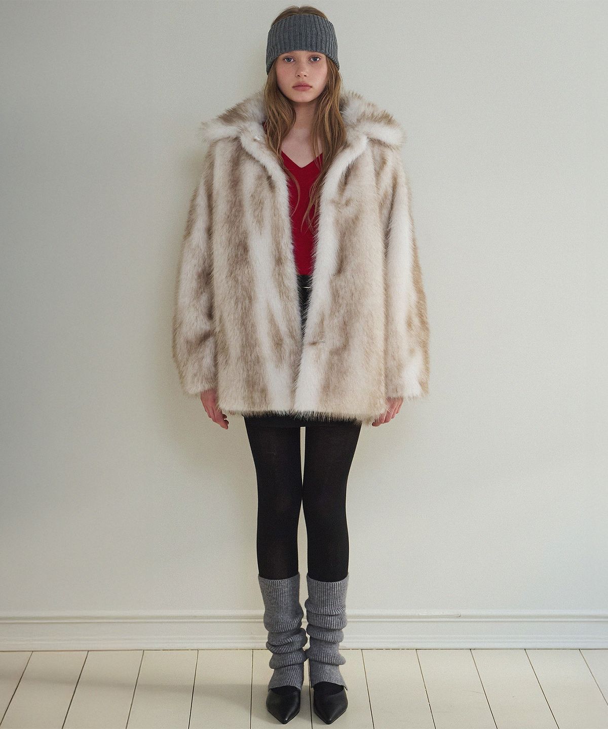 하우스 오브 폰드(HOUSE OF POND) Classic fur half coat (Mix beige)