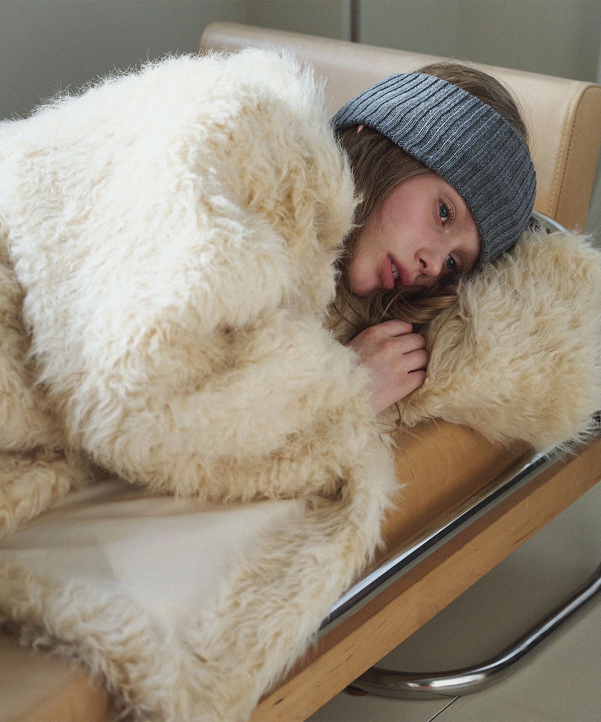 하우스 오브 폰드(HOUSE OF POND) Classic fur half coat (Ivory)