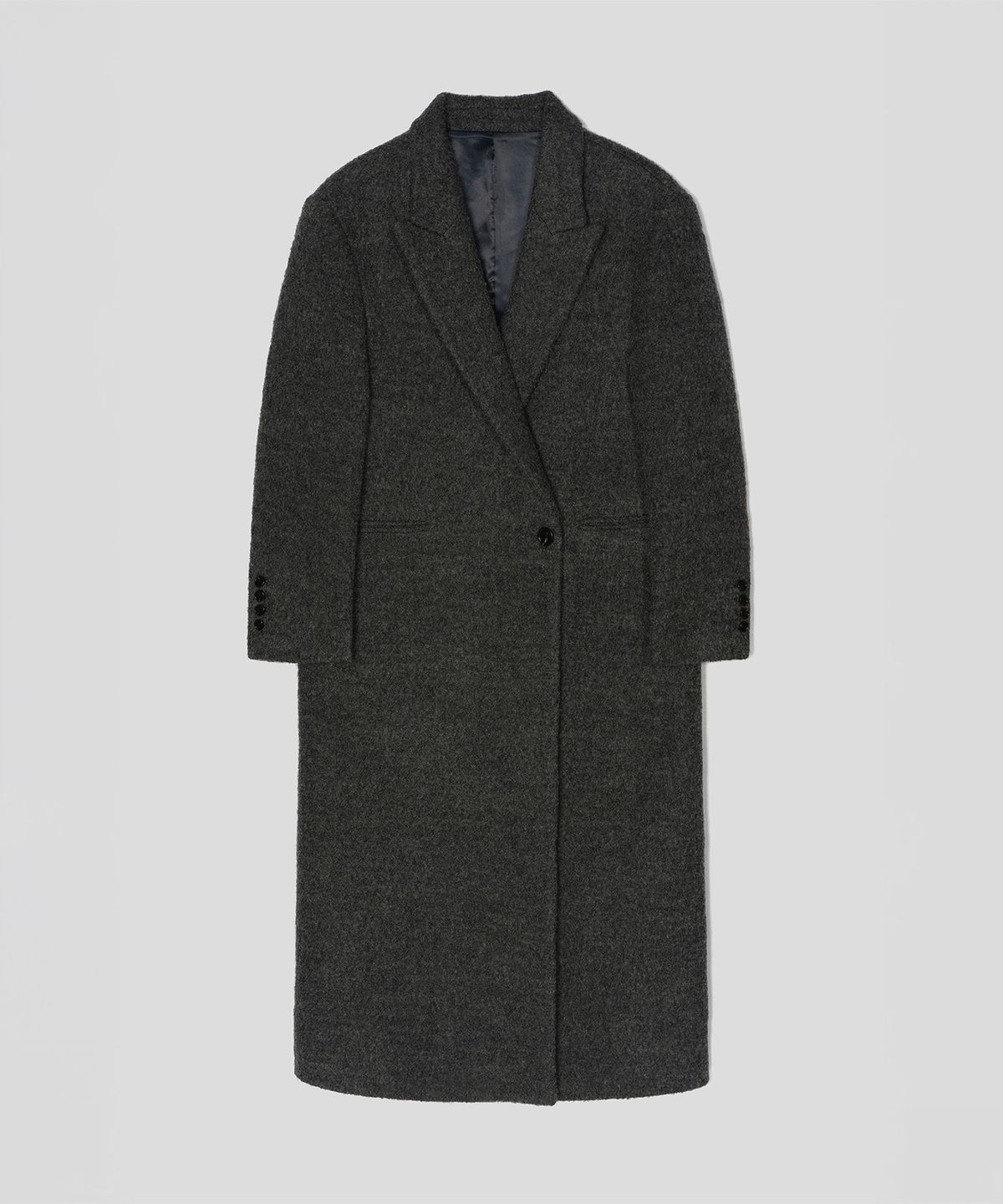 하우스 오브 폰드(HOUSE OF POND) Wool boucle double breasted coat (Charcoal)