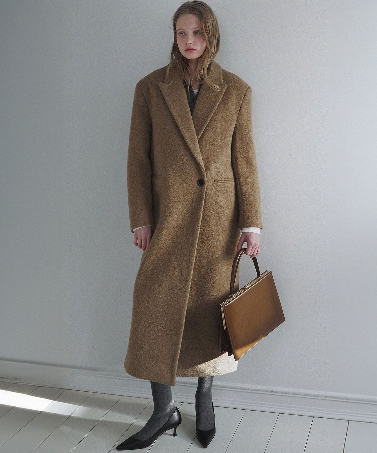 하우스 오브 폰드(HOUSE OF POND) Wool boucle double breasted coat (Camel)