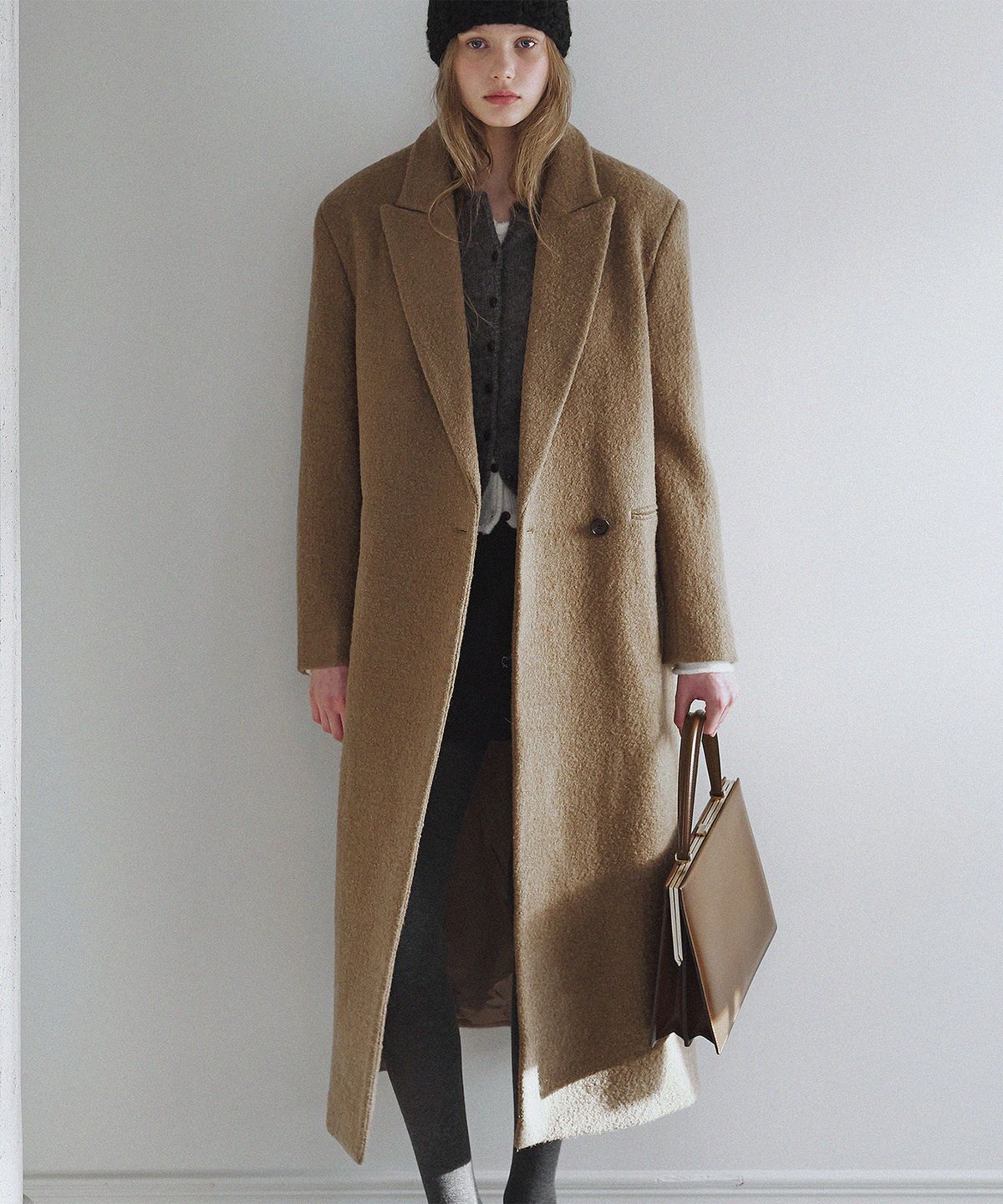 하우스 오브 폰드(HOUSE OF POND) Wool boucle double breasted coat (Camel)