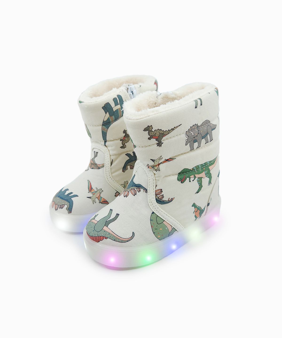 베이비솔(BABYSOLE) 공룡나라 LED 털부츠
