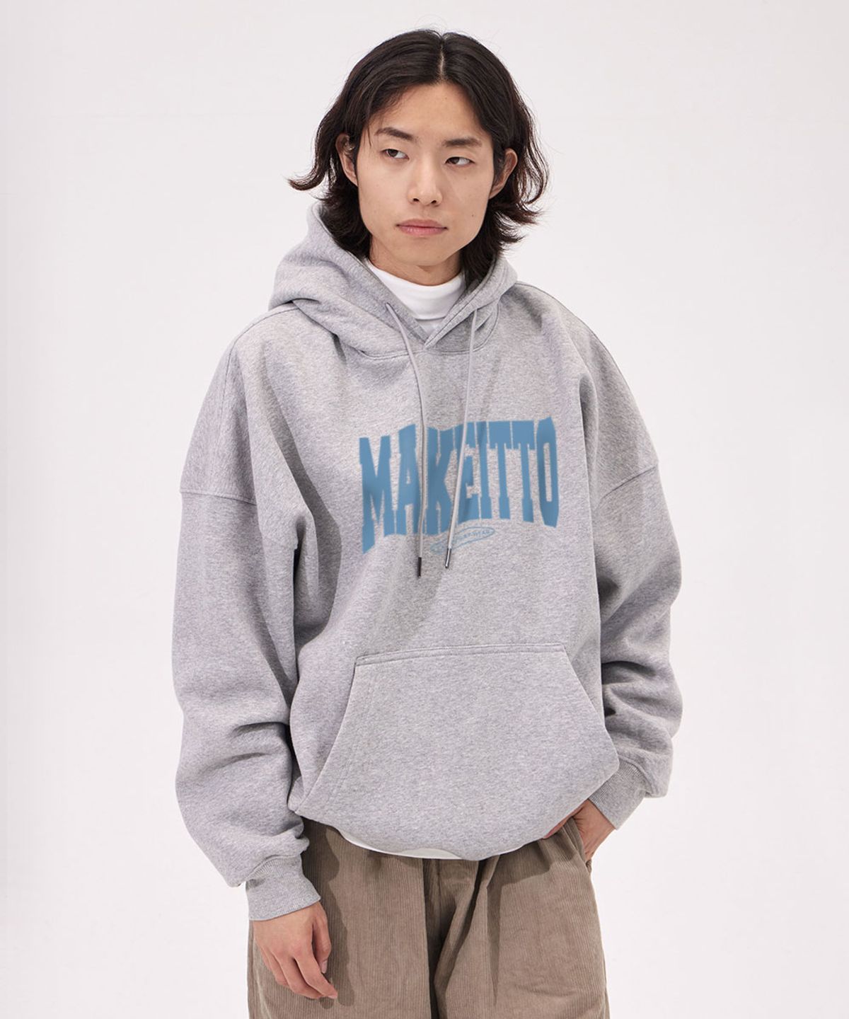 메이킷투(MAKEITTO) 네임 로고 루즈핏 플레인 후디_4컬러