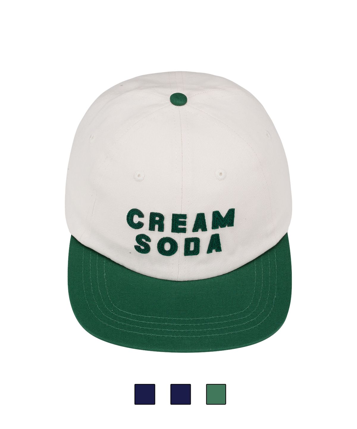 크림소다랩(CREAM SODA LAB) 아플리케 패널 볼캡 그린