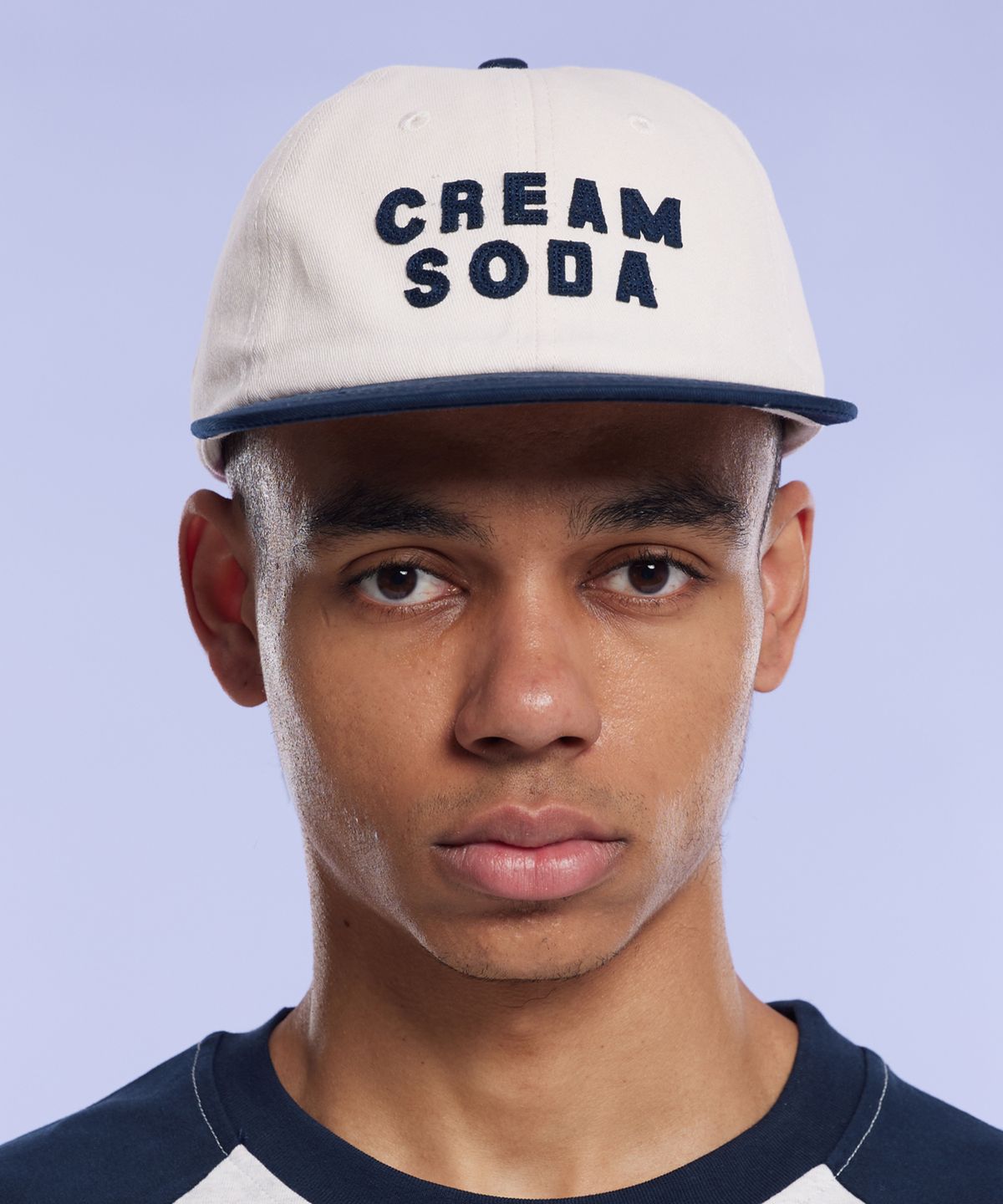 크림소다랩(CREAM SODA LAB) 아플리케 패널 볼캡 네이비