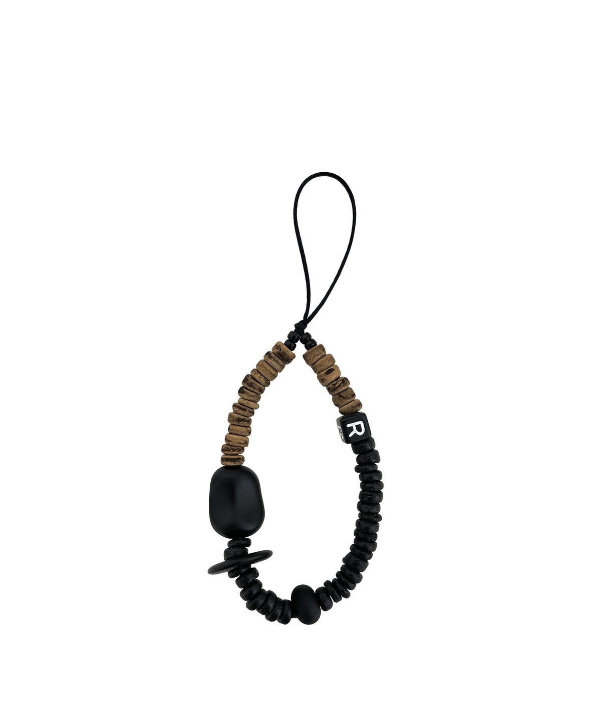르브아시스(REVOIRSIS) nature beads phone strap short coconut brown mix