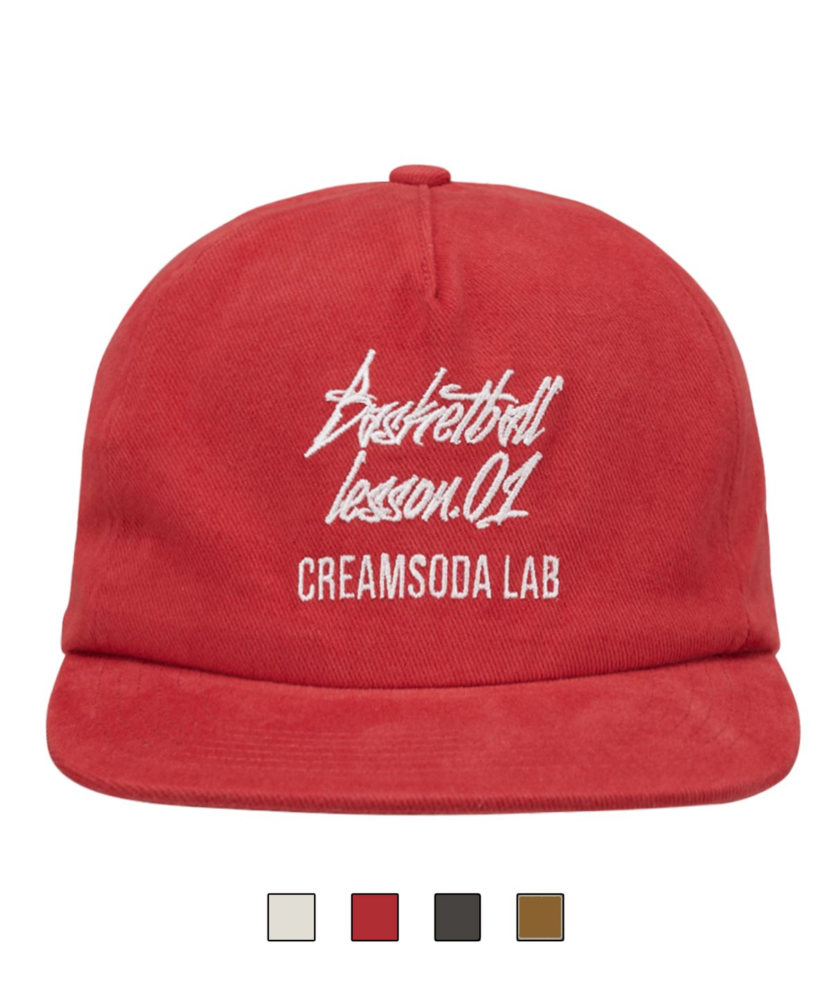 크림소다랩(CREAM SODA LAB) 쿼터 볼캡 레드 화이트