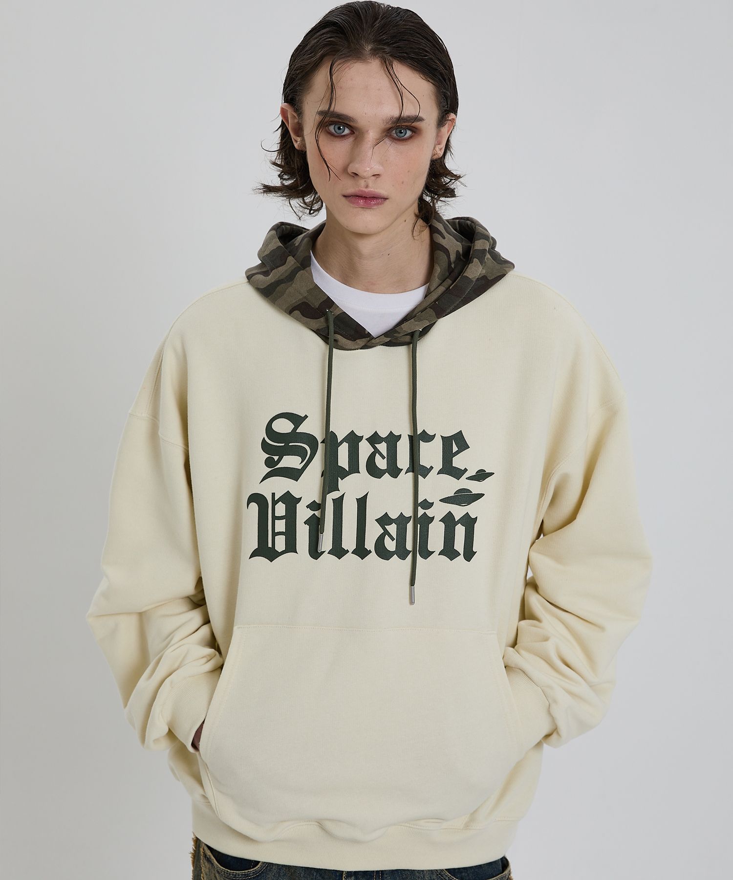 ★HOODHOOD★ Space Villain Check Hood Melange White Space Villain Check Hood - HOODHOOD | 60% - Asian Fashion