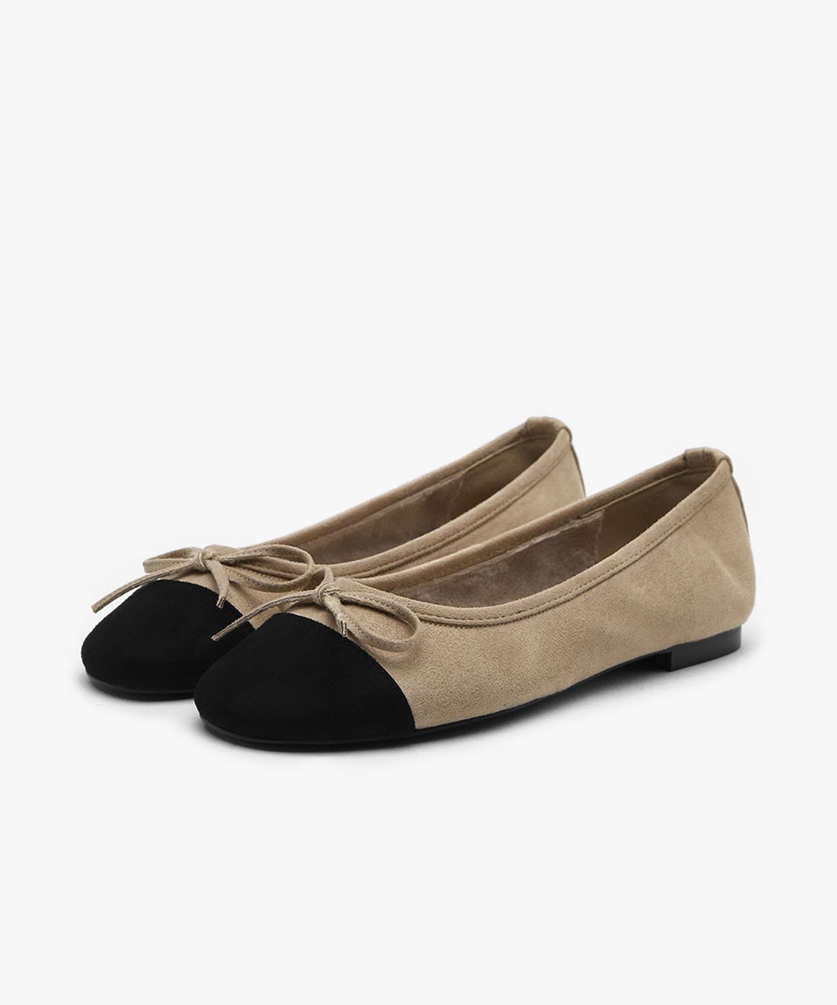 사뿐(SAPPUN) 마레트 스웨이드 털안감 리본 플랫슈즈 (1cm)