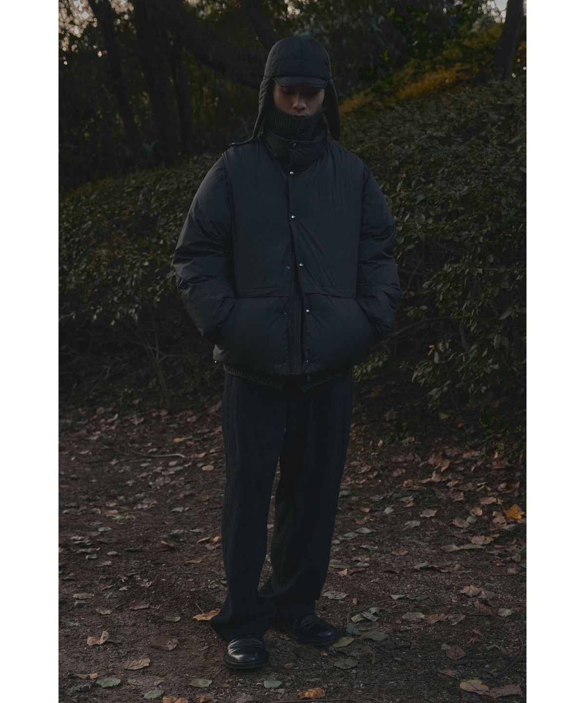 유스(YOUTH) Detachable Snap Single Down Jacket - Black