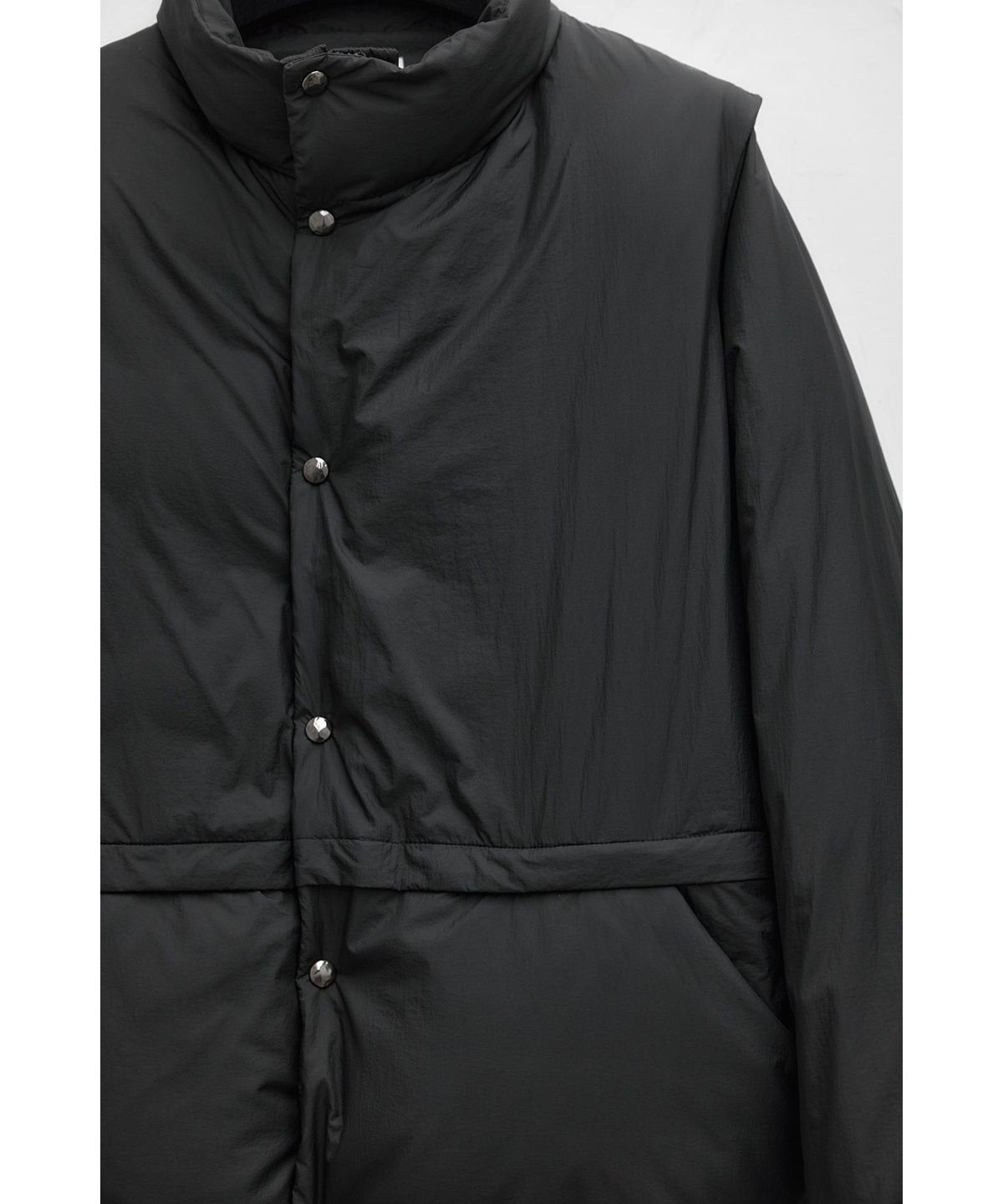 유스(YOUTH) Detachable Snap Single Down Jacket - Black