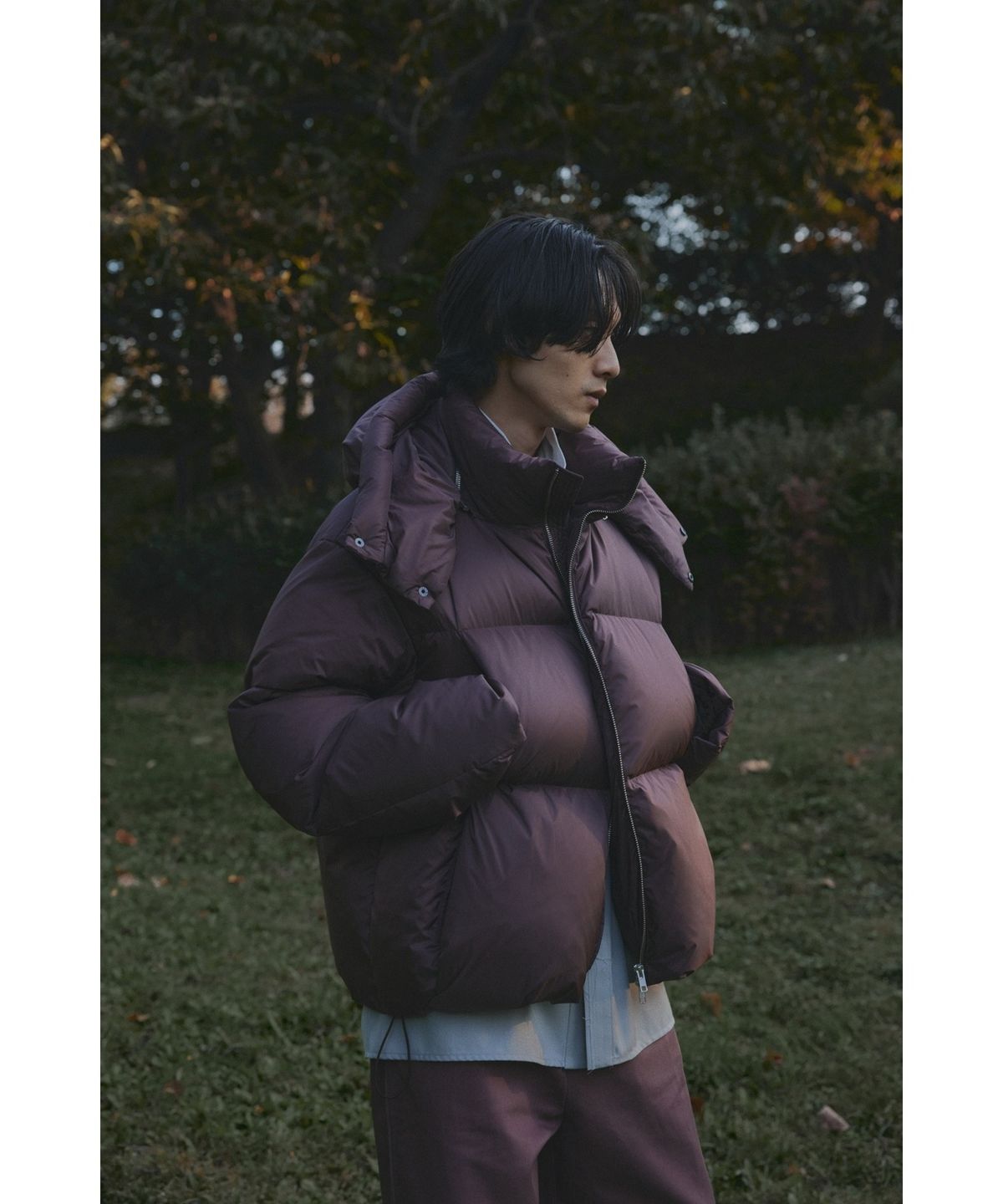 유스(YOUTH) Cropped Down Jacket - Burgundy