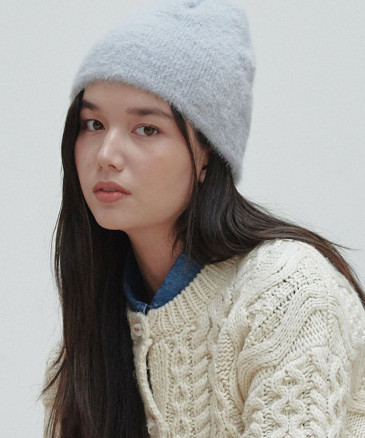 플랙 우먼(PLAC WOMEN) 소프트 앙고라 비니 스카이 블루