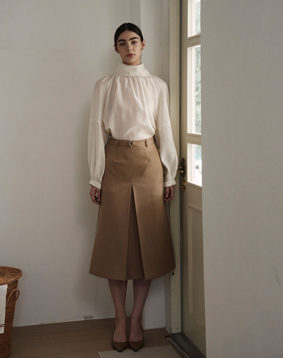 지에마르(GIEMAR) 에이라인 벨트 스커트 베이지 A LINE BELT SKIRT BEIGE