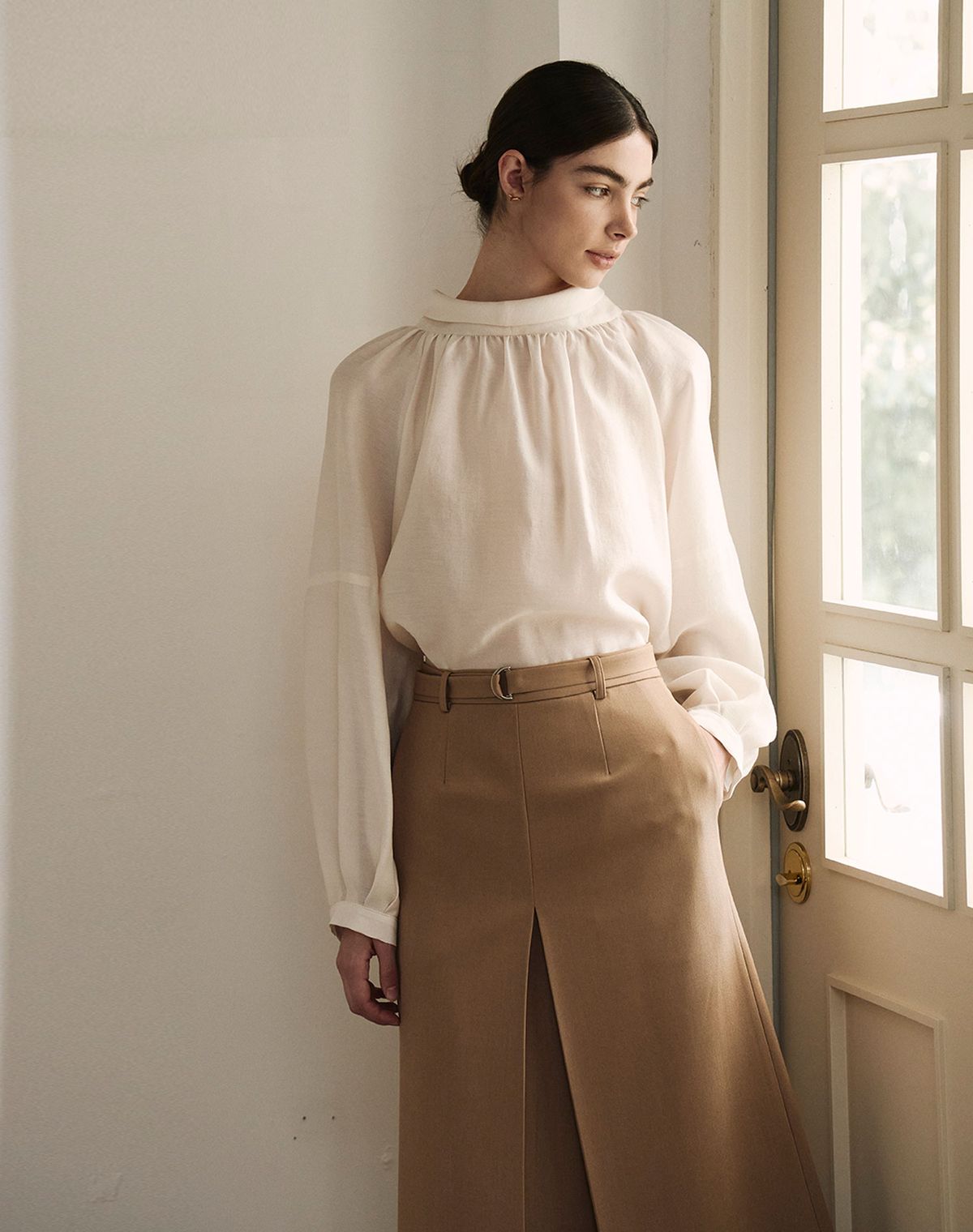 지에마르(GIEMAR) 에이라인 벨트 스커트 베이지 A LINE BELT SKIRT BEIGE