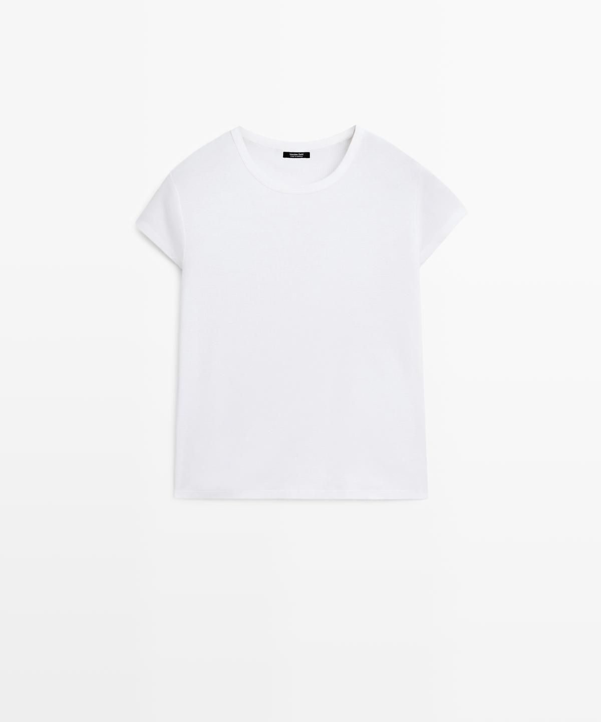 마시모두띠(MASSIMO DUTTI) 100% 머서라이즈드 코튼 반팔 티셔츠