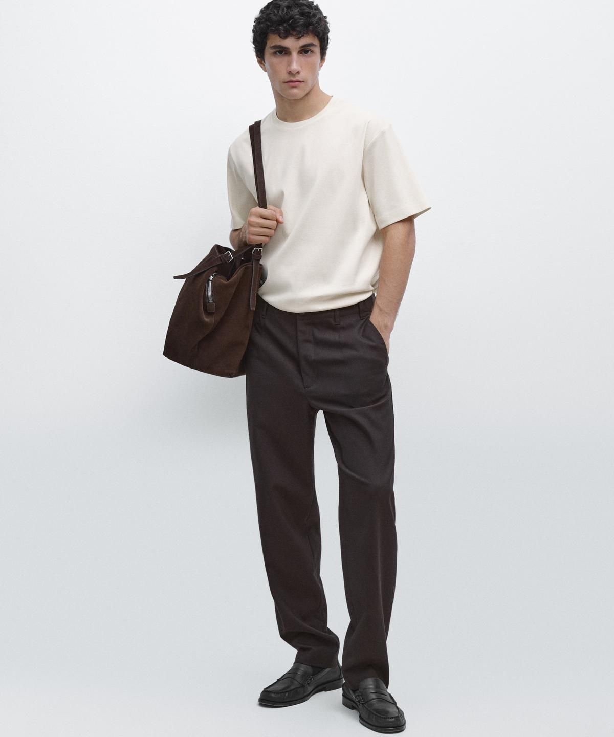 마시모두띠(MASSIMO DUTTI) 100% 머서라이즈 코튼 티셔츠