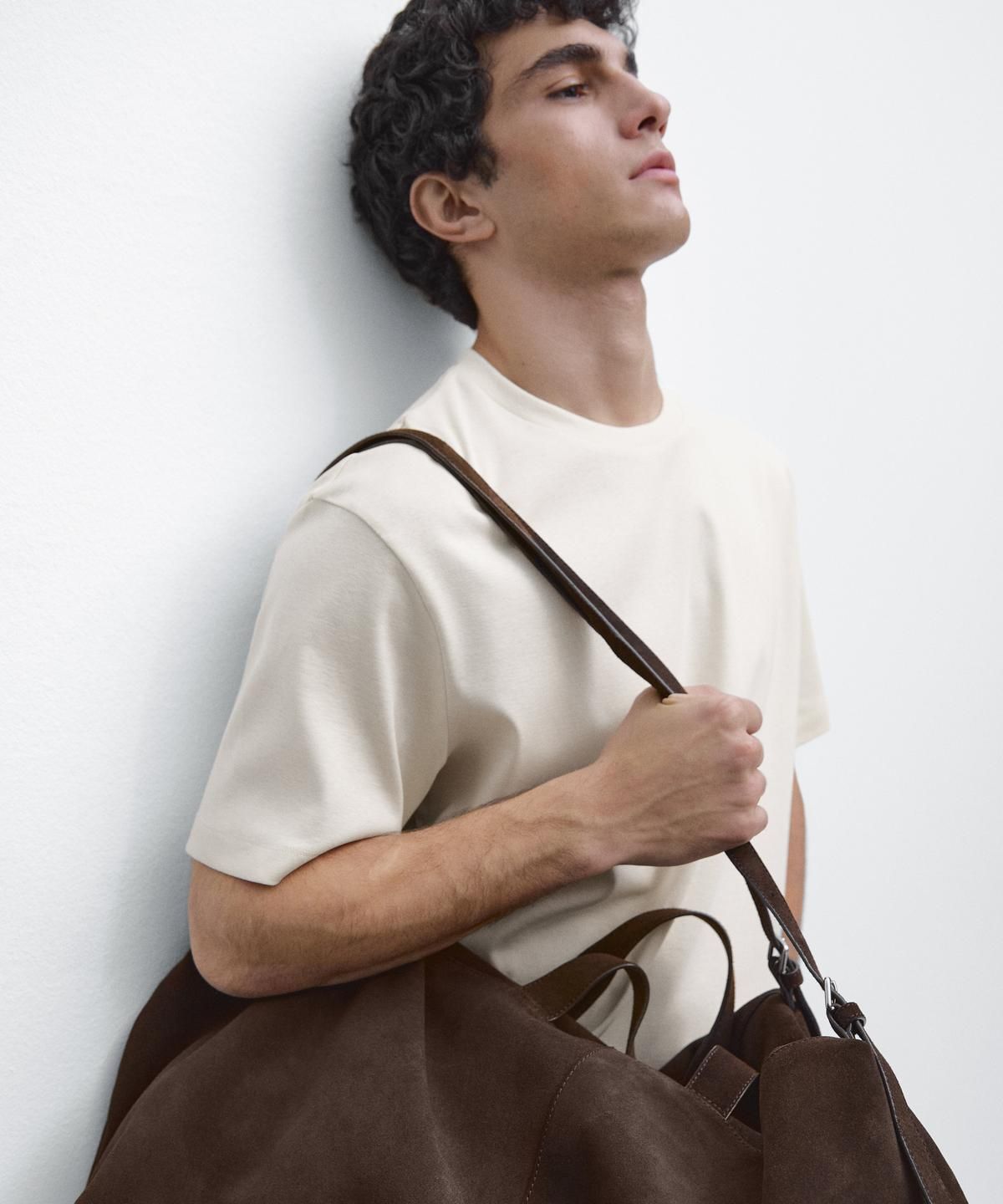 마시모두띠(MASSIMO DUTTI) 100% 머서라이즈 코튼 티셔츠