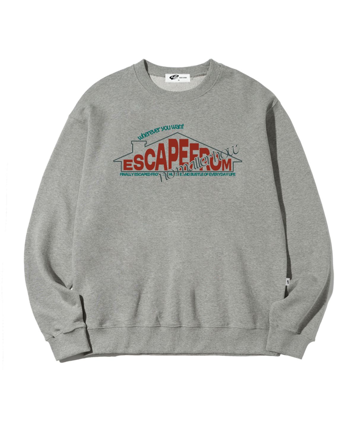 이스케이프프롬(ESCAPEFROM) 침니 홈 프린트 맨투맨 그레이
