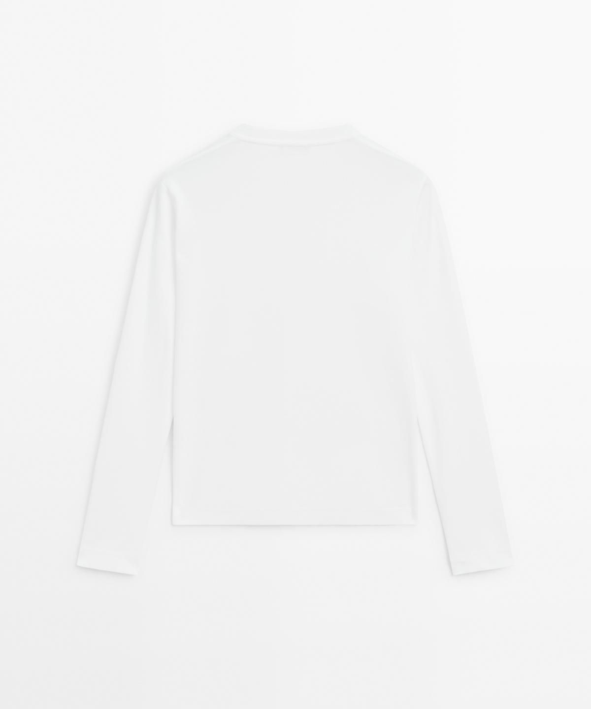 마시모두띠(MASSIMO DUTTI) 100% 코튼 인터로크 긴팔 티셔츠
