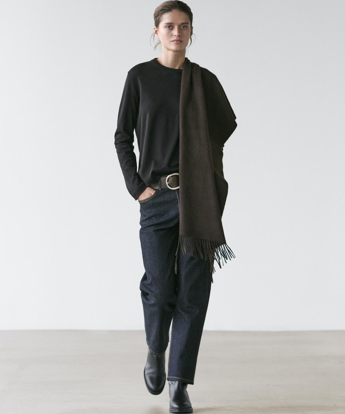 마시모두띠(MASSIMO DUTTI) 100% 코튼 인터로크 긴팔 티셔츠