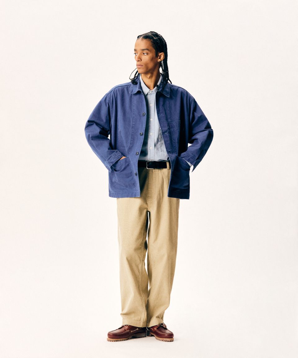 MUSINSA | ESPIONAGE French Wide Work Jacket (Moleskin) Washed Blue