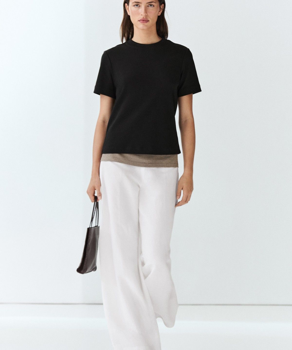 마시모두띠(MASSIMO DUTTI) 인터록 반팔 티셔츠