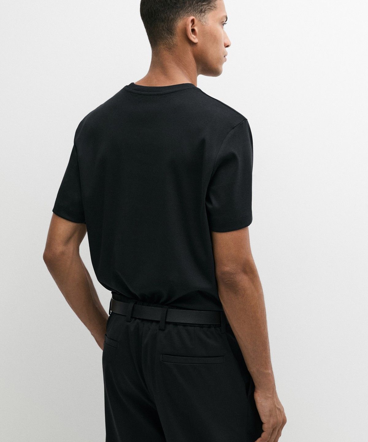 마시모두띠(MASSIMO DUTTI) 100% 머서라이즈 코튼 티셔츠