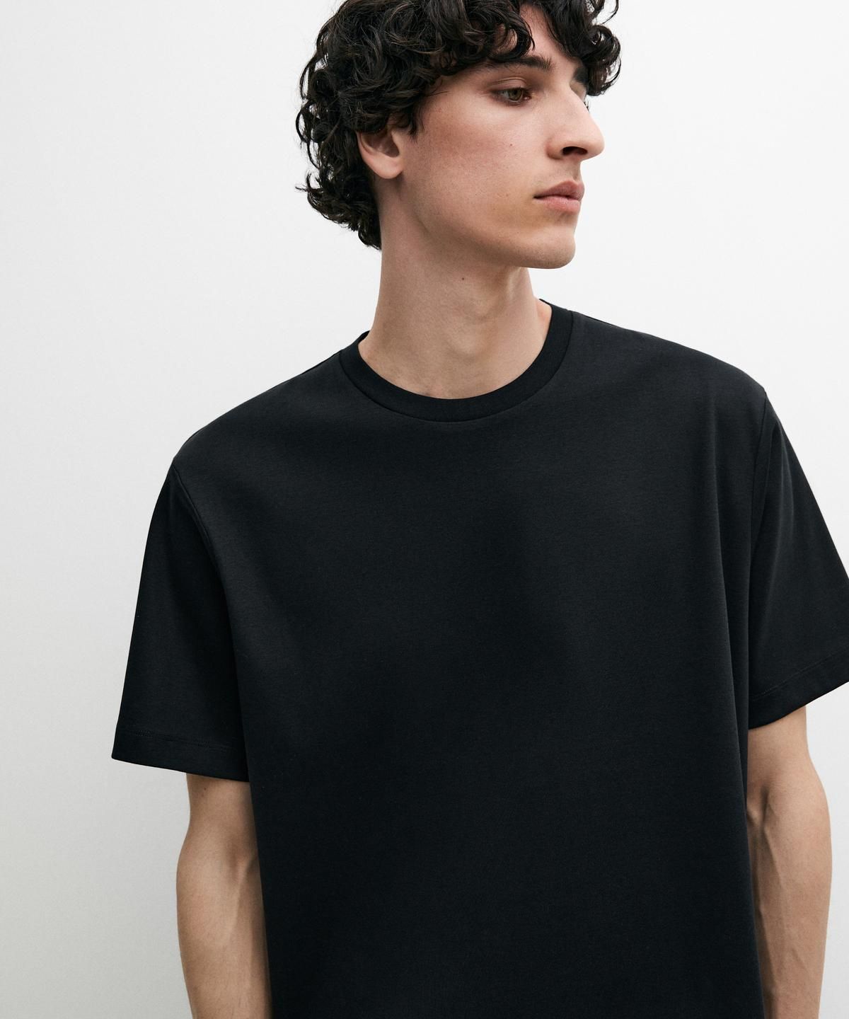 마시모두띠(MASSIMO DUTTI) 100% 머서라이즈 코튼 티셔츠