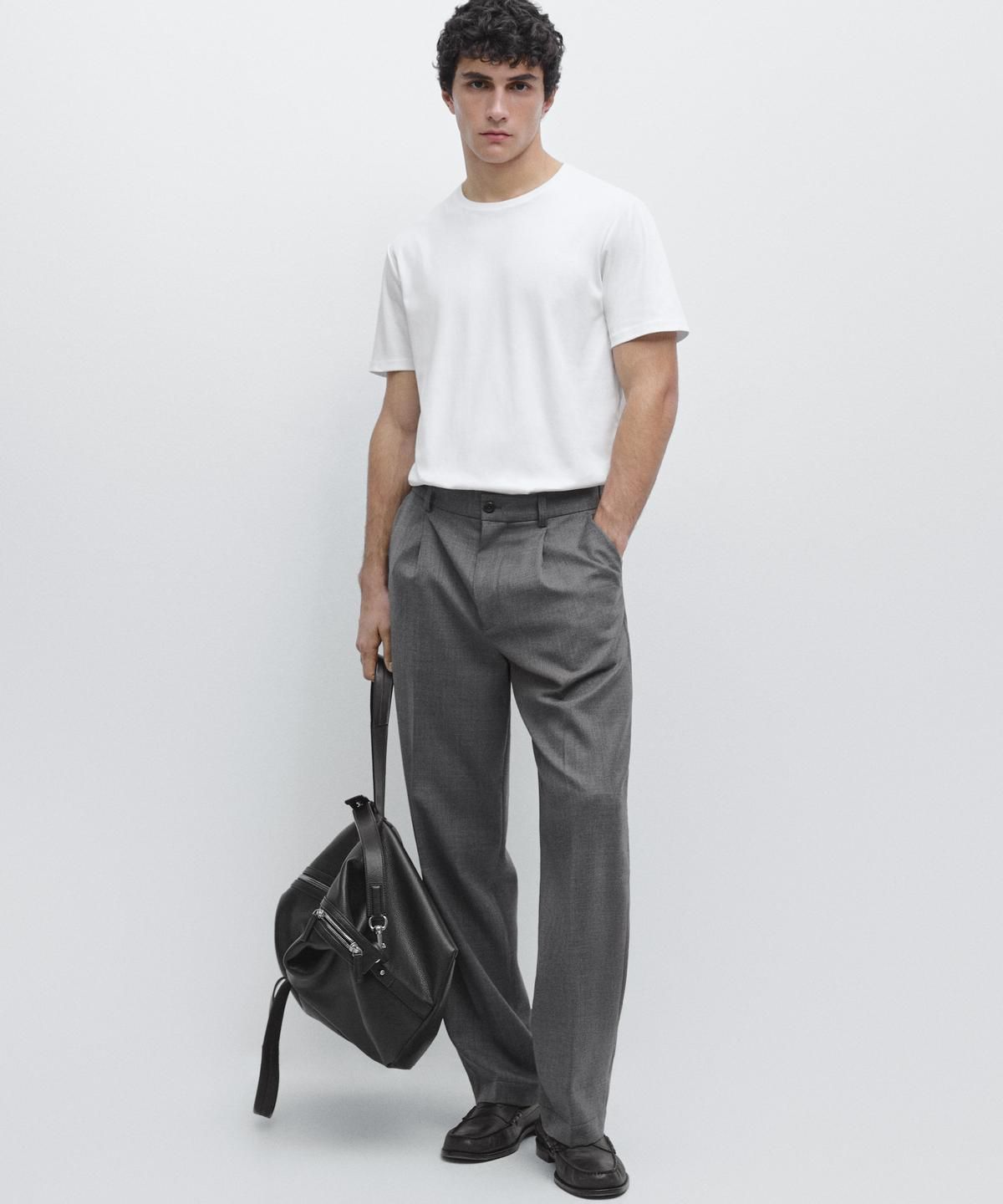 마시모두띠(MASSIMO DUTTI) 100% 머서라이즈 코튼 티셔츠